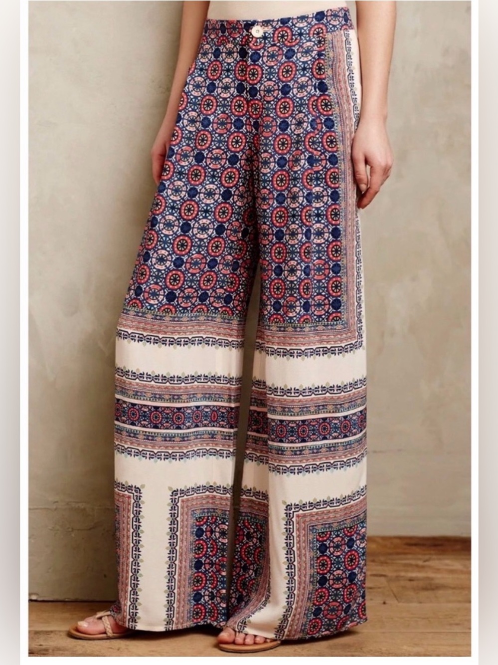 Anthropologie Yida Printed Wide-Leg Pants